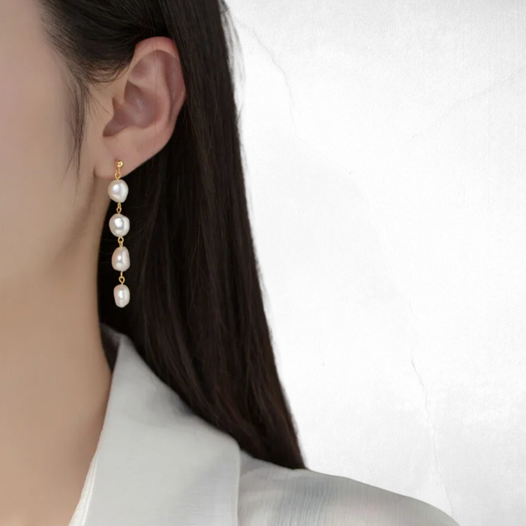 KATE | Long Pearl Drop Earrings