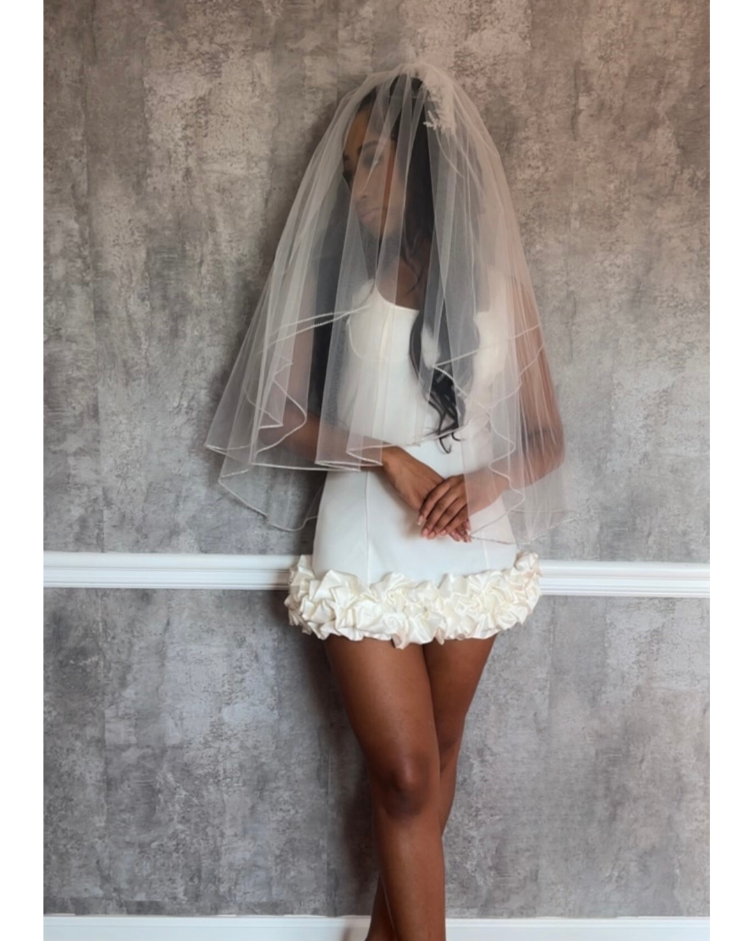 Crystal Bridal Veil with Veil Over the Face