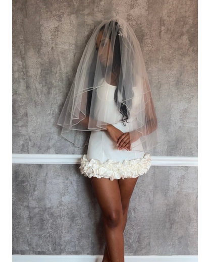 Crystal Bridal Veil with Veil Over the Face