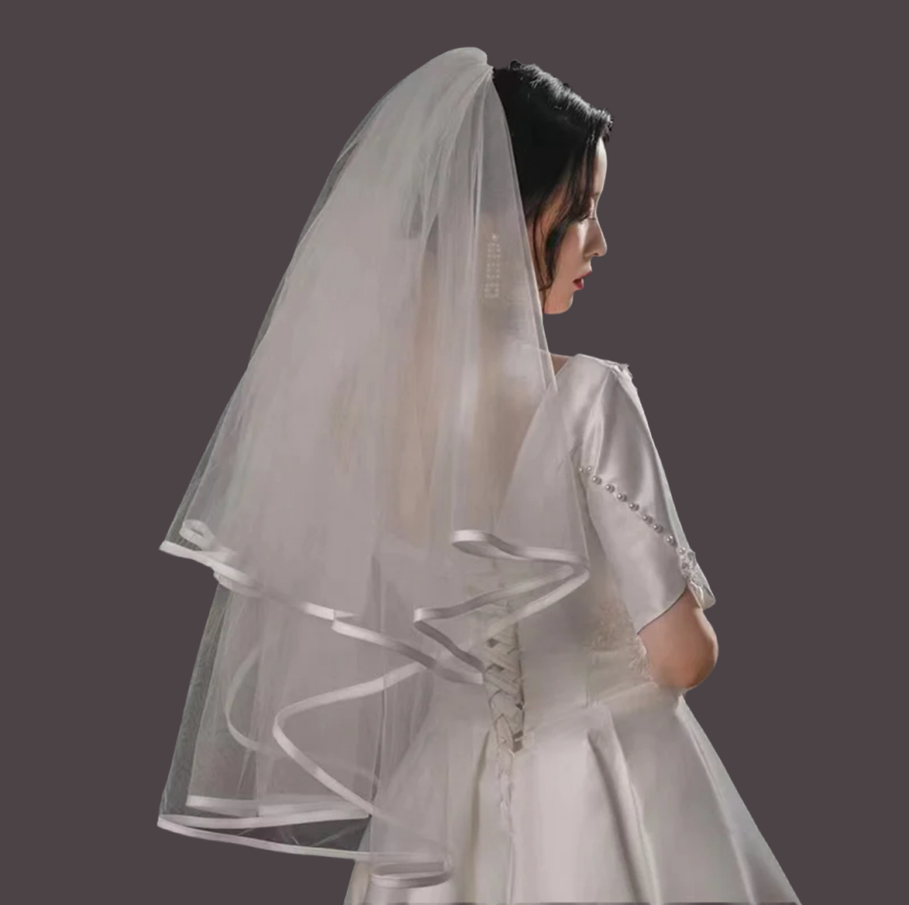 BIANCA | Satin Cathedral Veil